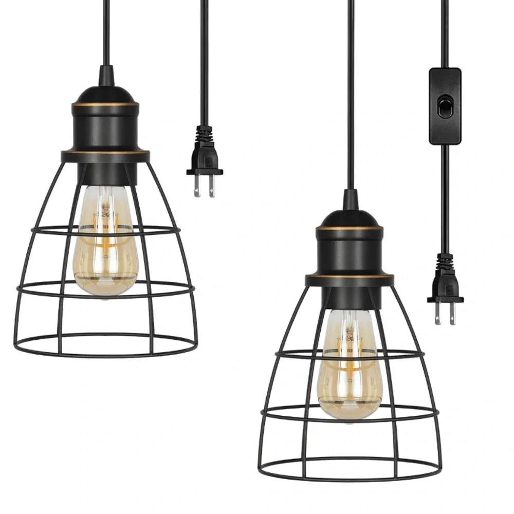 ⭐️ Set of 4 Black Cage Pendant Lights